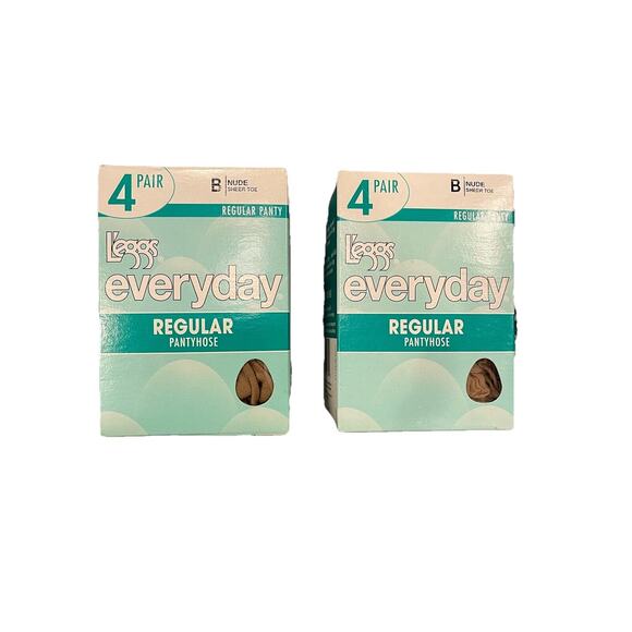 Leggs Everyday Regular Pantyhose Size B Nude Lot 2 Box 4 Pair In Box‎ Sheer Toe - Picture 1 of 6